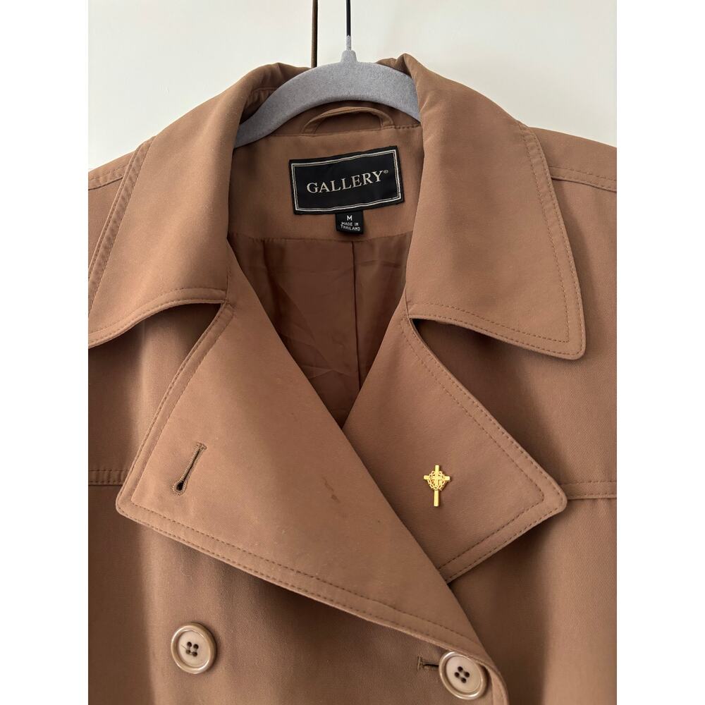 Gallery Medium dark green Double-Breasted Trench Coat - Picture 9 of 12